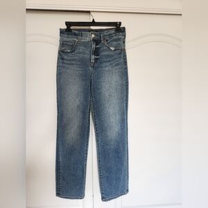 Express Straight Ankle High Rise Jeans Medium Wash